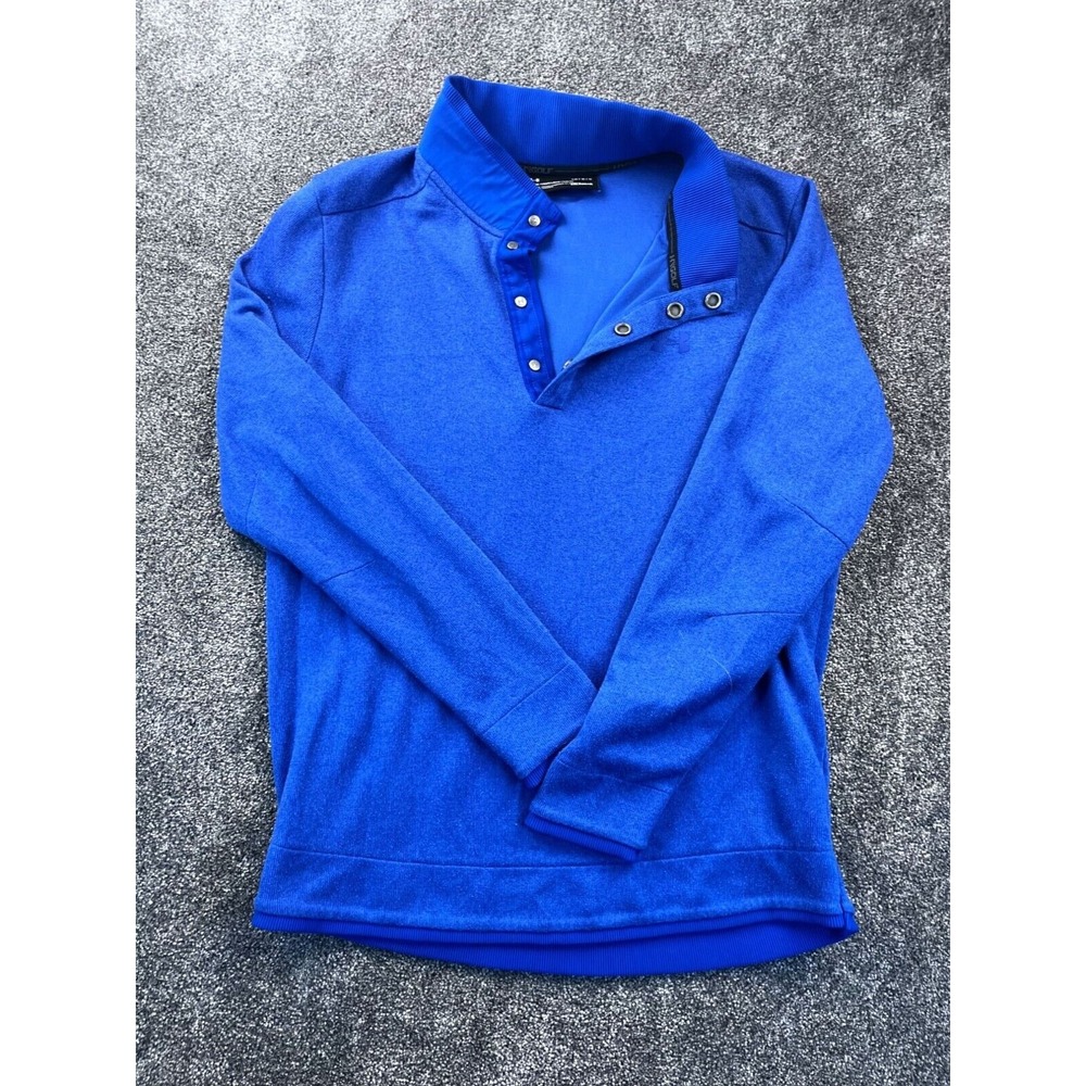 Under Armour Mens ColdGear Blue Long Sleeve Pullover Golf Shirt Size L